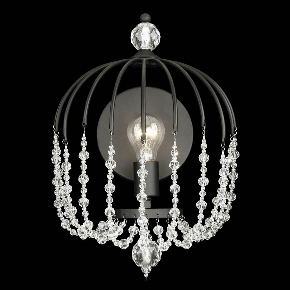 Varaluz 343W01MB Havana Gold Voliere 1-lt Crystal Wall Sconce - Matte Black Image 1
