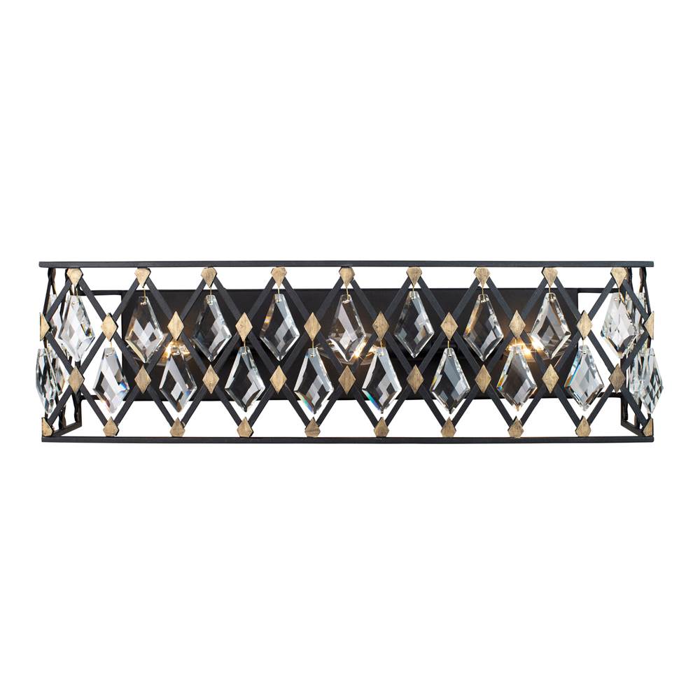 Varaluz 345B03CBHG Carbon, Havana Gold Windsor 3-lt Crystal Bath - Carbon/havana Gold Image 1