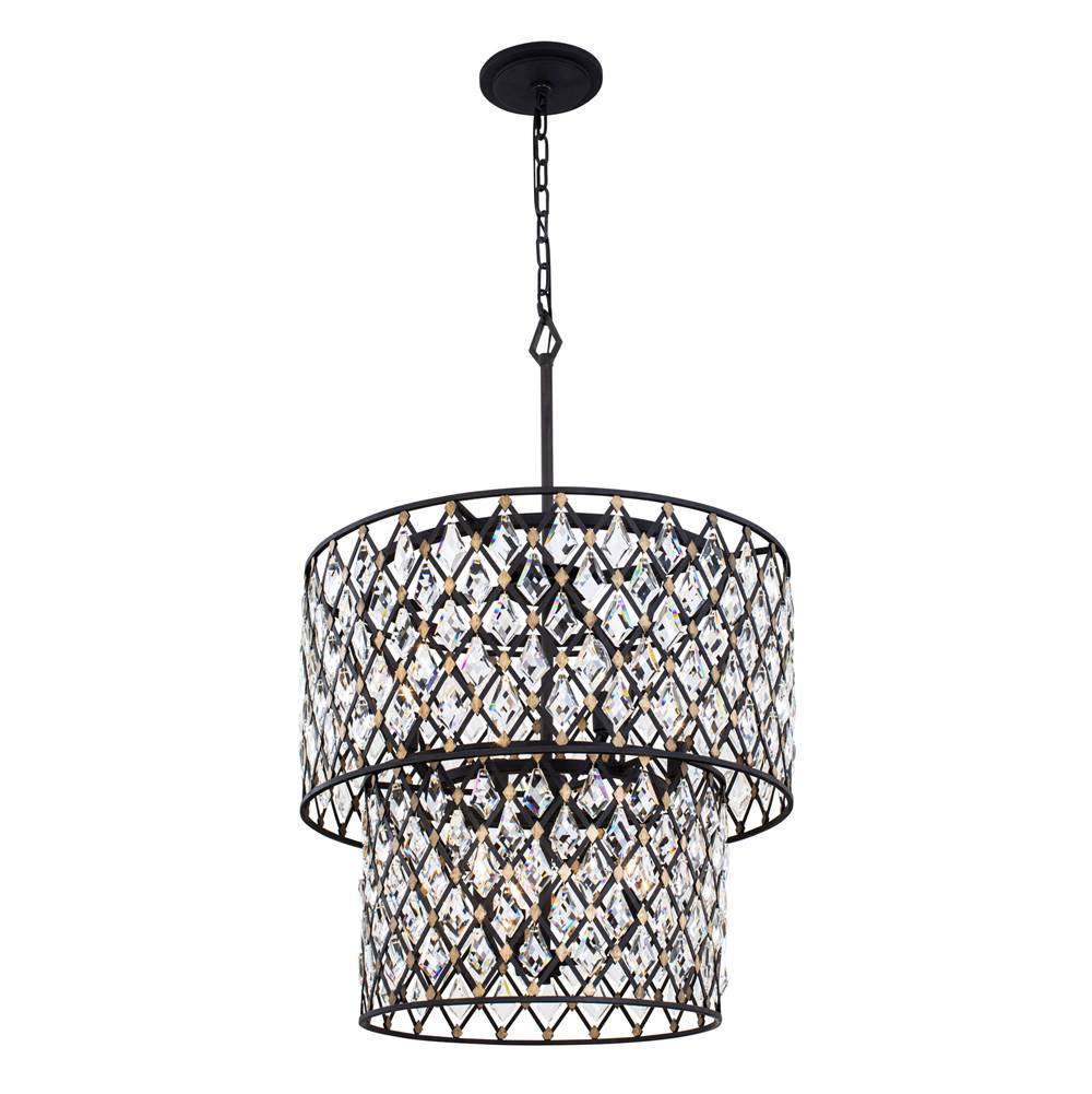 Varaluz 345C07CBHG Carbon,Havana Gold Windsor 7-lt 2-tier Crystal Chandelier - Carbon/havana Gold Image 1