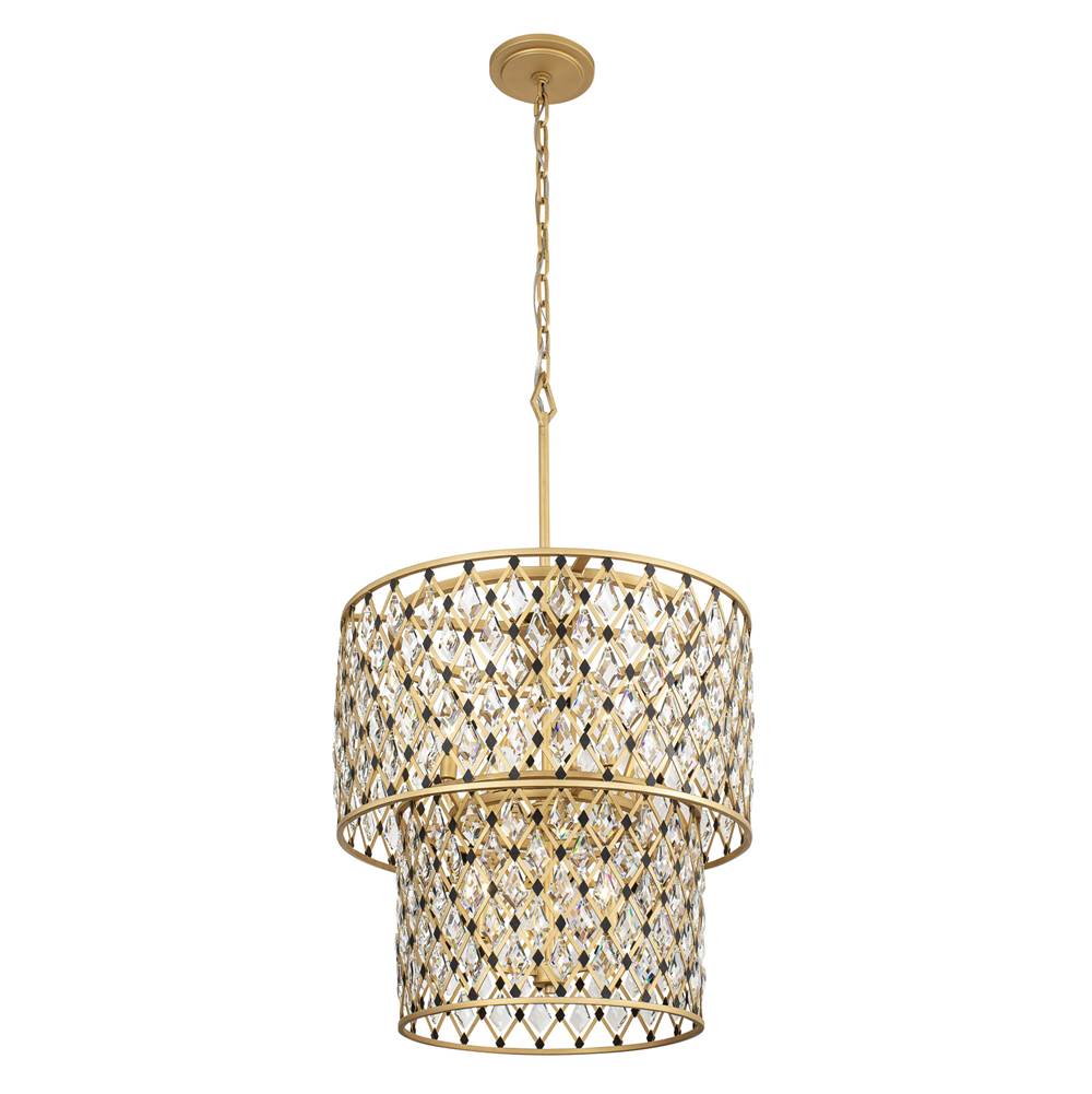 Varaluz 345C07FGMB French Gold,Matte Black Windsor 7-lt 2-tier Crystal Chandelier - French Gold/matte Black Image 1