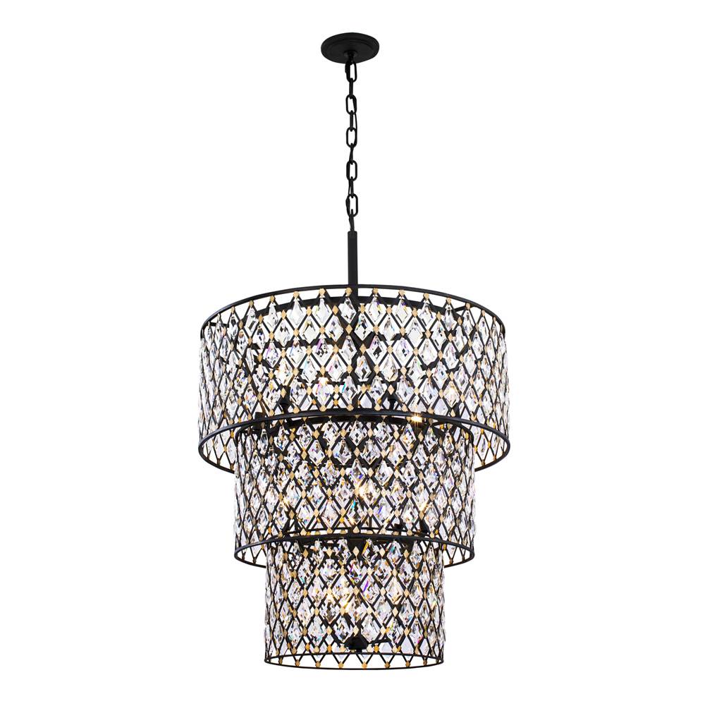 Varaluz 345C13CBHG Carbon,Havana Gold Windsor 13-lt 3-tier Crystal Chandelier - Carbon/havana Gold Image 1