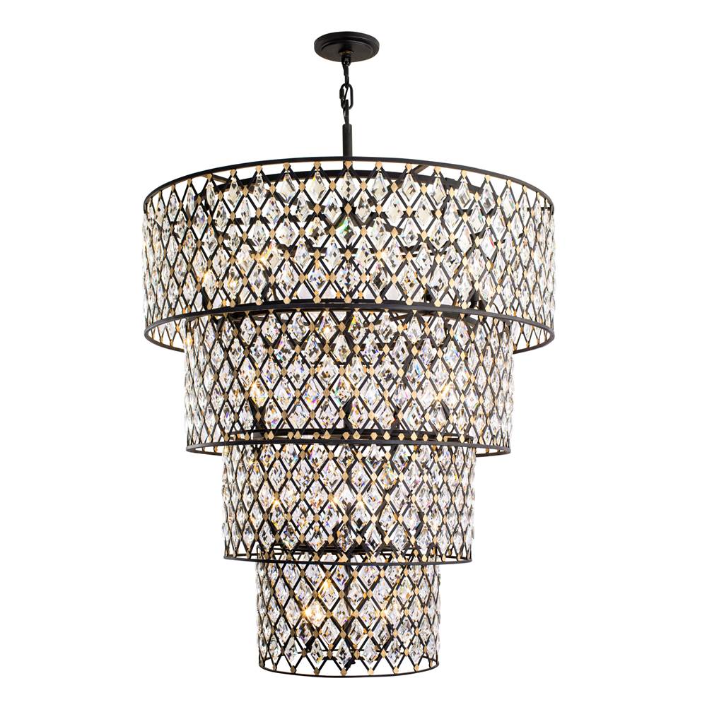 Varaluz 345C21CBHG Carbon,Havana Gold Windsor 21-lt 4-tier Crystal Chandelier - Carbon/havana Gold Image 1