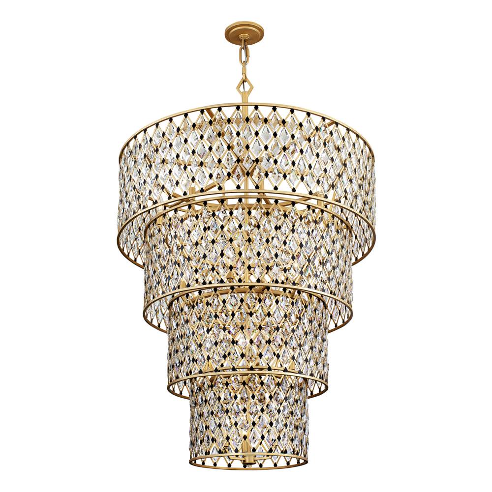 Varaluz 345C21FGMB French Gold,Matte Black Windsor 21-lt 4-tier Crystal Chandelier - French Gold/matte Black Image 1