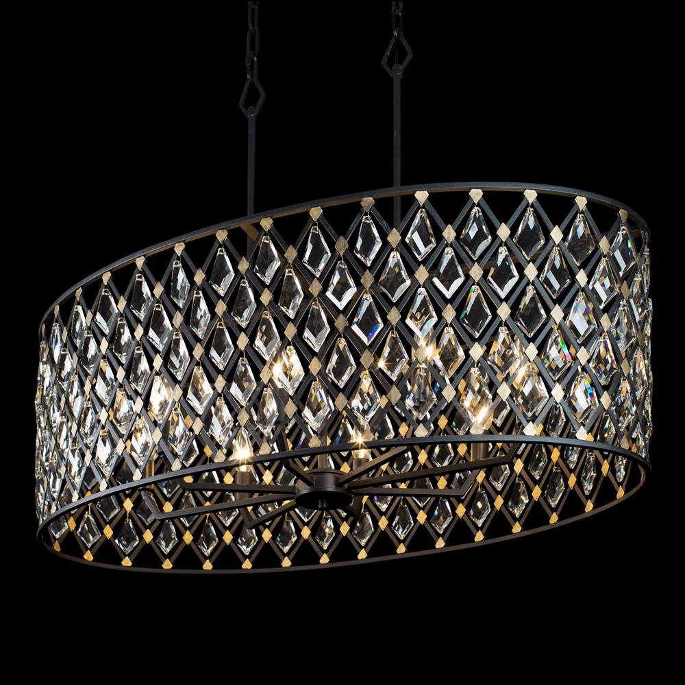 Varaluz 345N08CBHG Carbon, Havana Gold Windsor 8-lt Crystal Oval Linear Pendant - Carbon/havana Gold Image 1