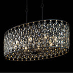 Varaluz 345N08CBHG Carbon, Havana Gold Windsor 8-lt Crystal Oval Linear Pendant - Carbon/havana Gold Image 1