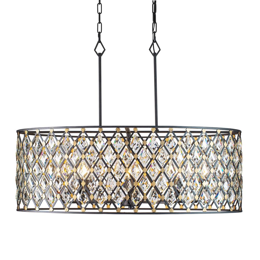Varaluz Windsor 8-lt Crystal Oval Linear Pendant - Carbon/havana Gold