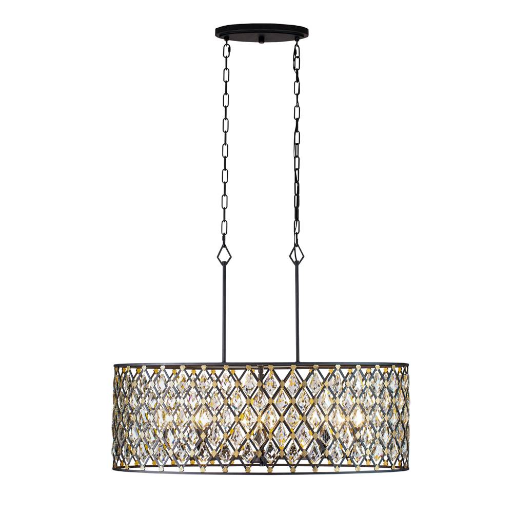 Varaluz 345N08CBHG Carbon, Havana Gold Windsor 8-lt Crystal Oval Linear Pendant - Carbon/havana Gold Image 4