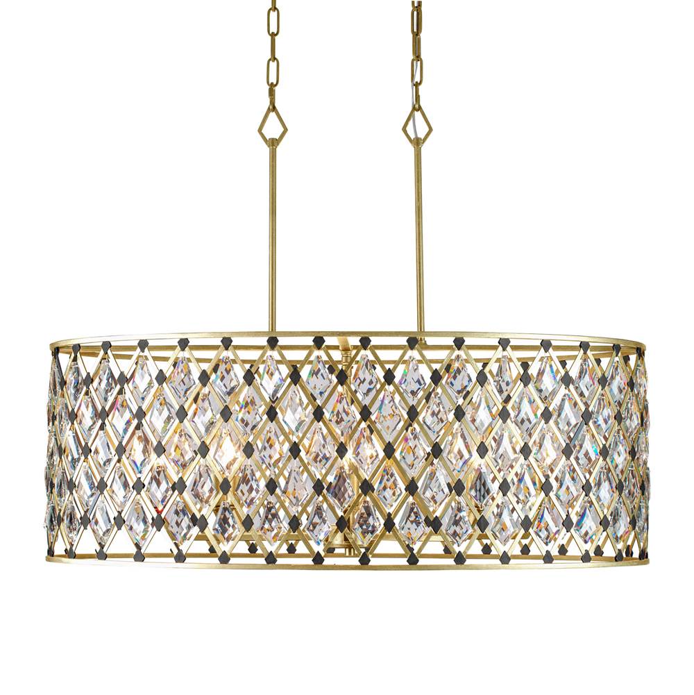 Varaluz Windsor 8-lt Oval Crystal Linear Pendant - French Gold/matte Black