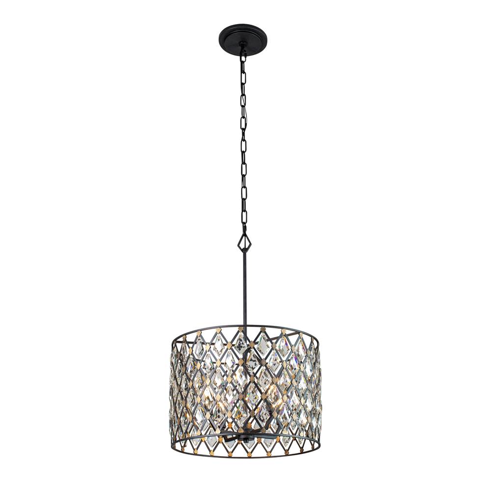 Varaluz Windsor 4-lt Crystal Pendant - Carbon/havana Gold