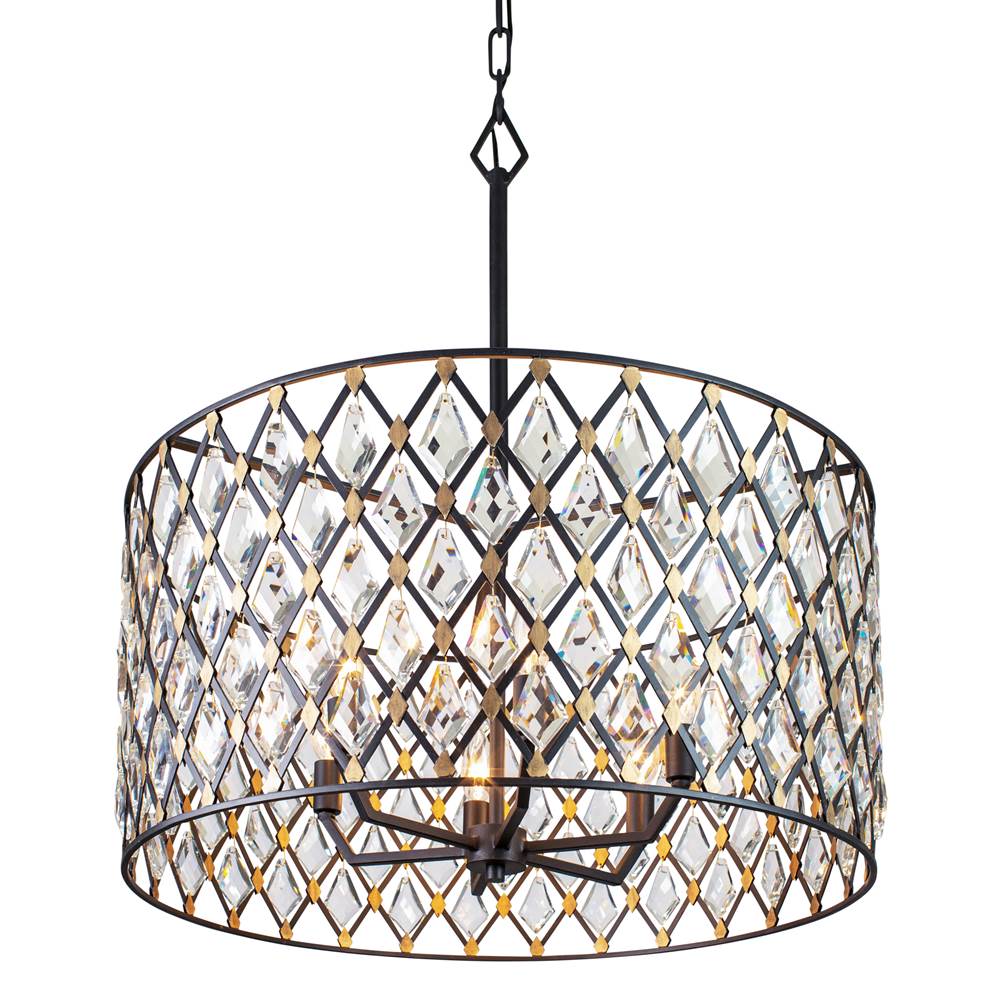 Varaluz 345P06CBHG Carbon, Havana Gold Windsor 6-lt Crystal Pendant - Carbon/havana Gold Image 1