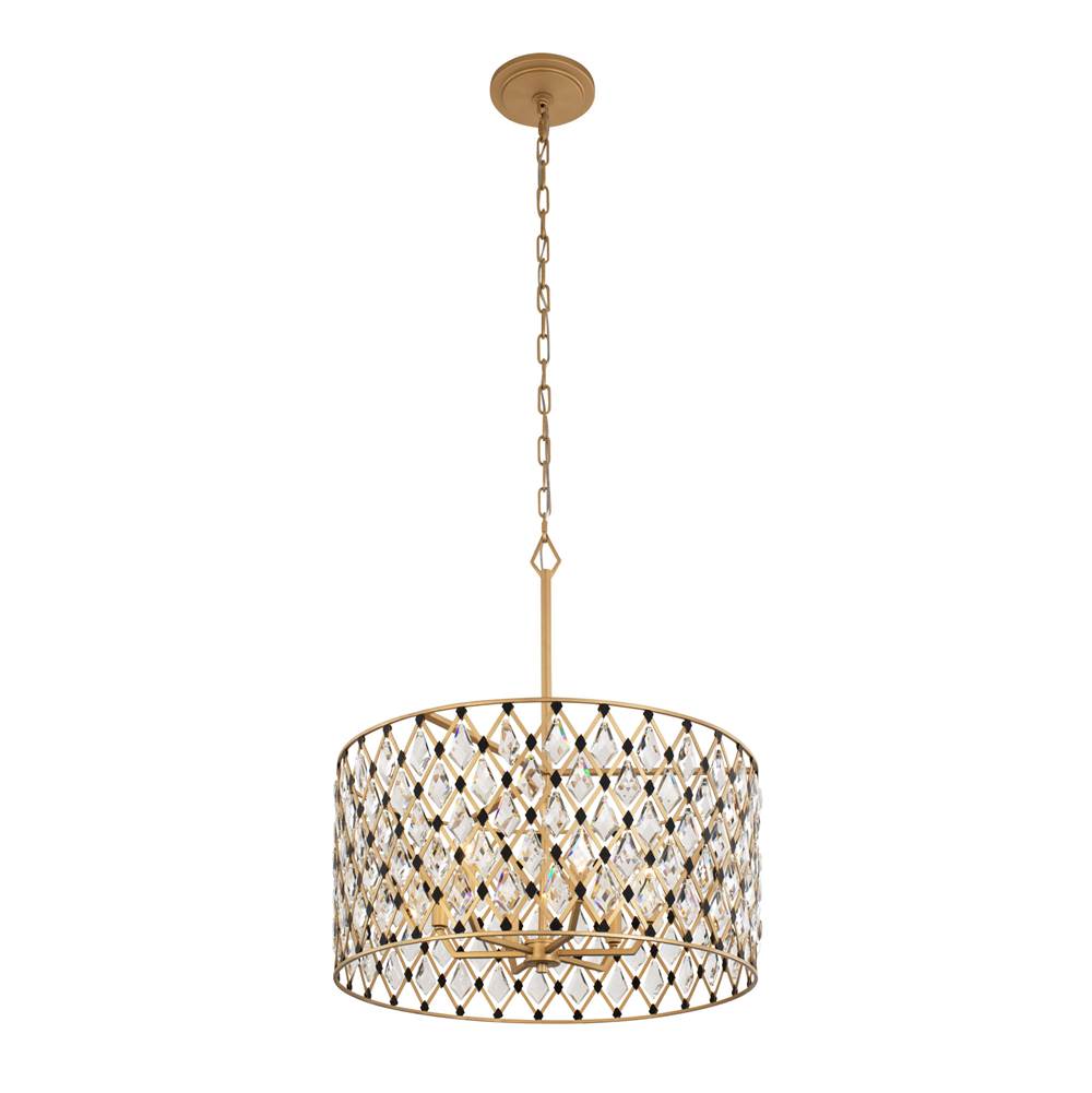 Varaluz 345P06FGMB French Gold,Matte Black Windsor 6-lt Crystal Pendant - French Gold/matte Black Image 1
