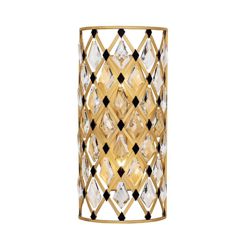 Varaluz 345W02SFGMB French Gold,Matte Black Windsor 2-lt Crystal Sconce - French Gold/matte Black Image 1