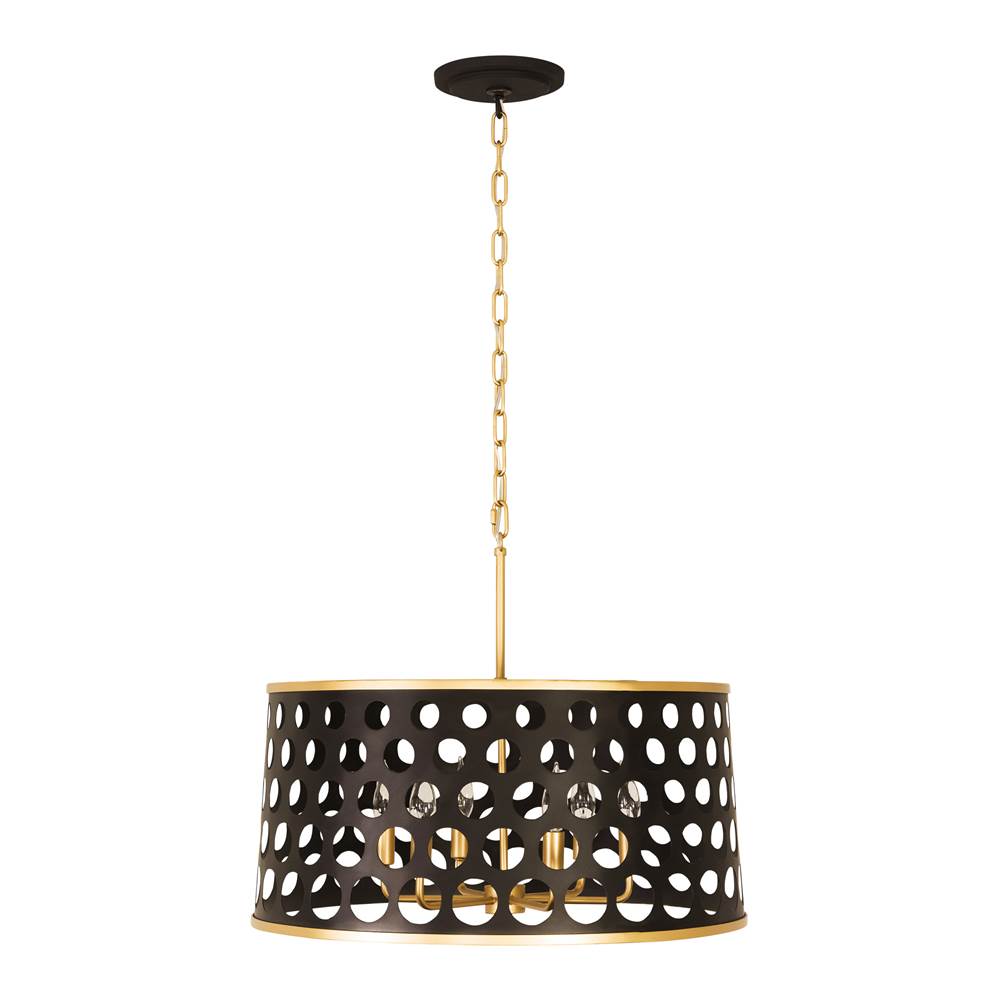 Varaluz 346P06MBFG Matte Black, French Gold Bailey 6-lt Pendant - Matte Black/french Gold Image 2