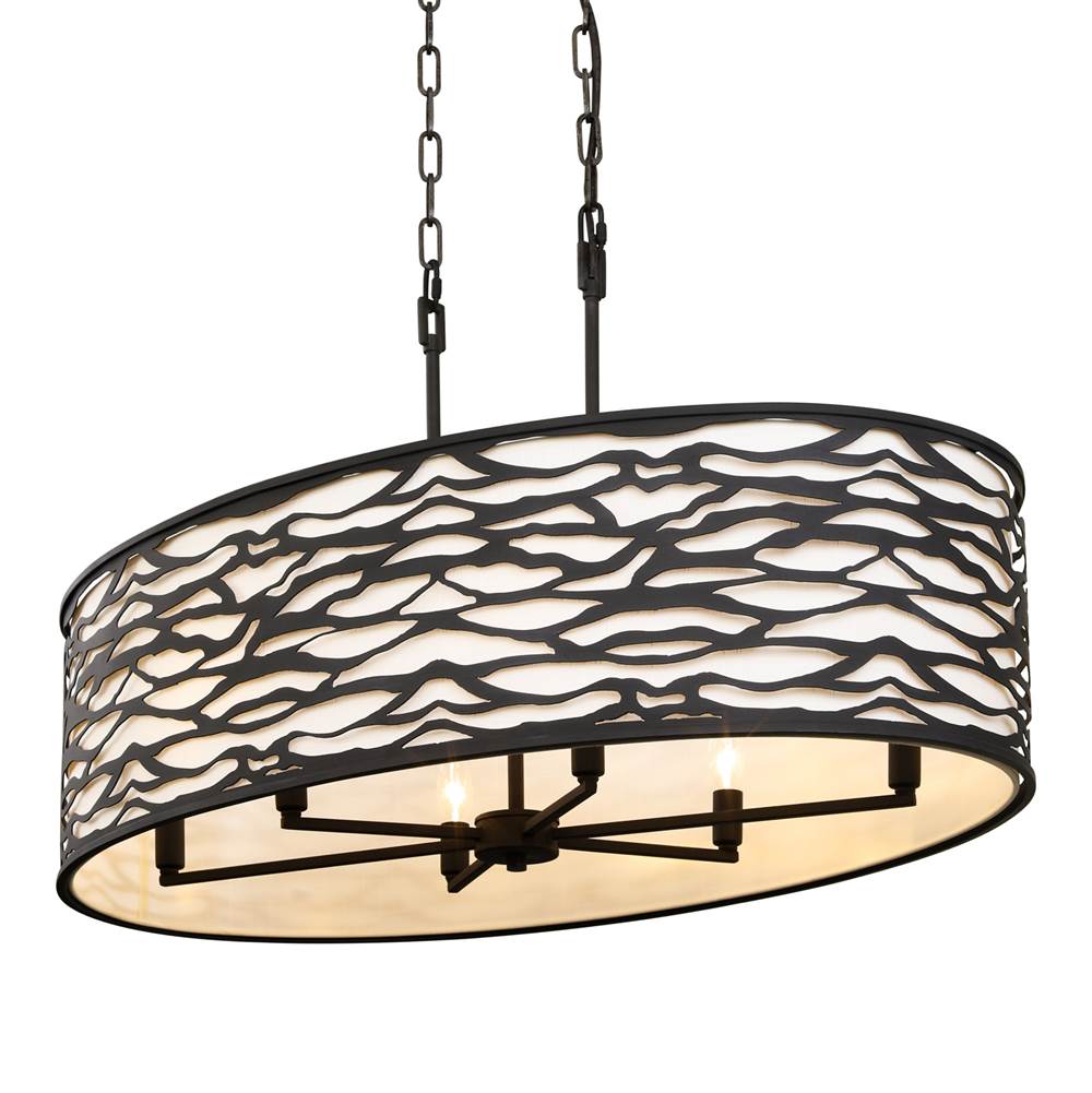 Varaluz 348N06CB Carbon Black Kato 6-lt Oval Pendant - Carbon Black Image 1