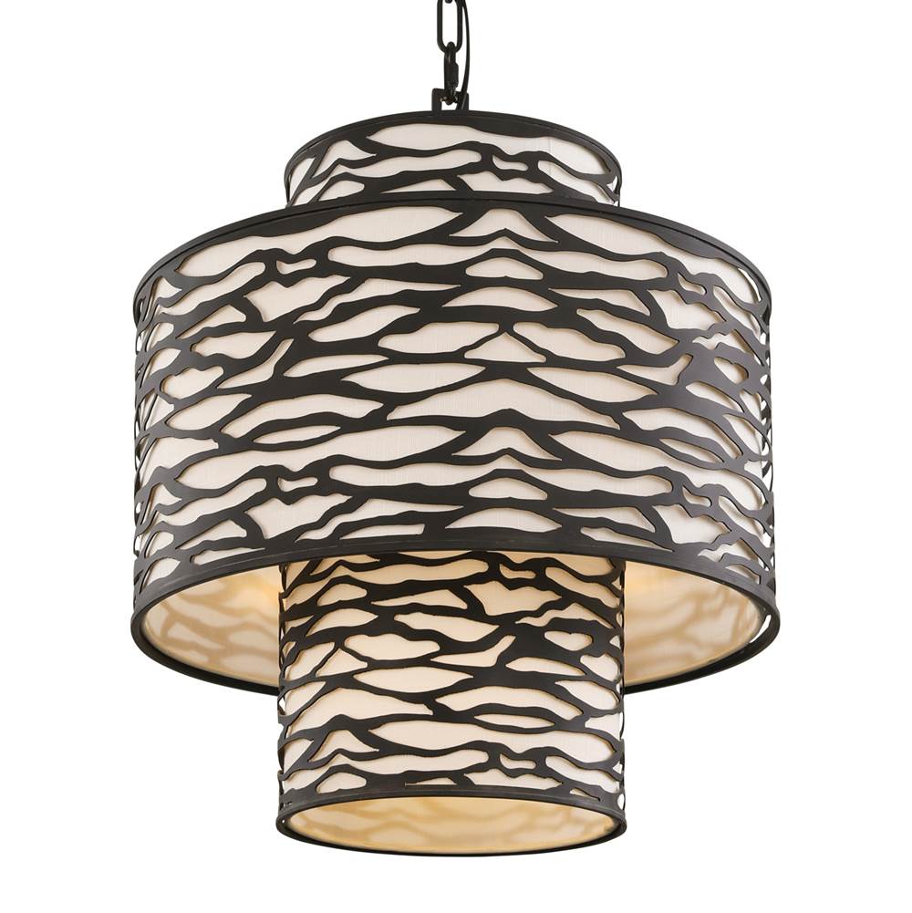 Varaluz 348P04CB Carbon Black Kato 4-lt 3-tier Pendant - Carbon Black Image 1