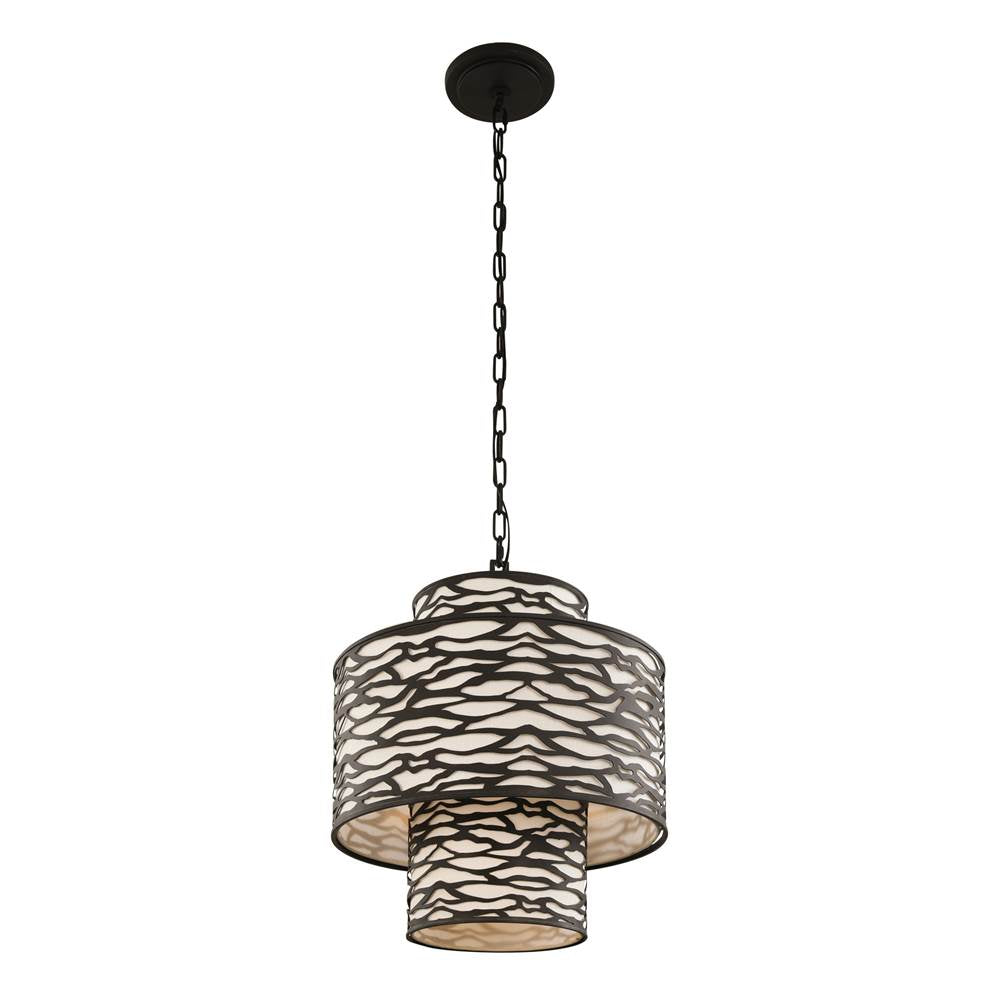 Varaluz 348P04CB Carbon Black Kato 4-lt 3-tier Pendant - Carbon Black Image 4