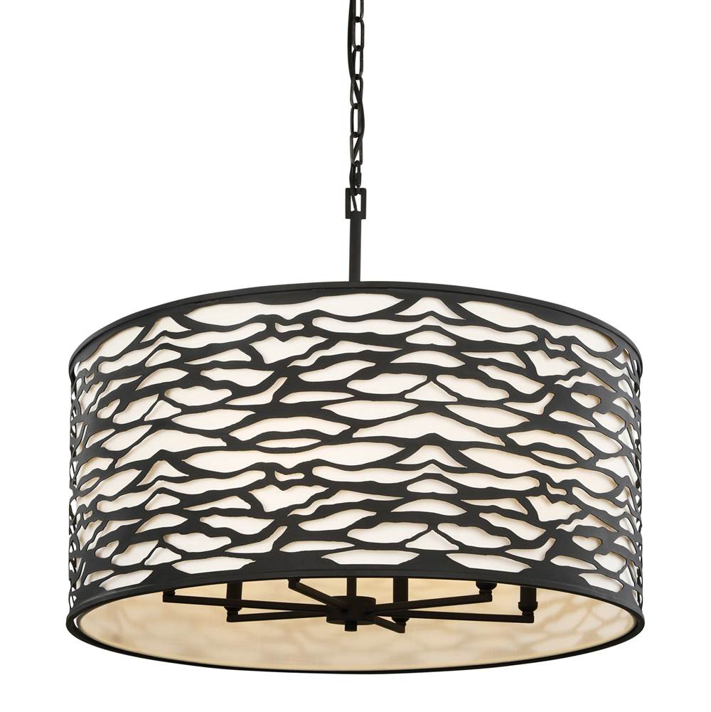 Varaluz 348P06CB Carbon Black Kato 6-lt Pendant - Carbon Black Image 1