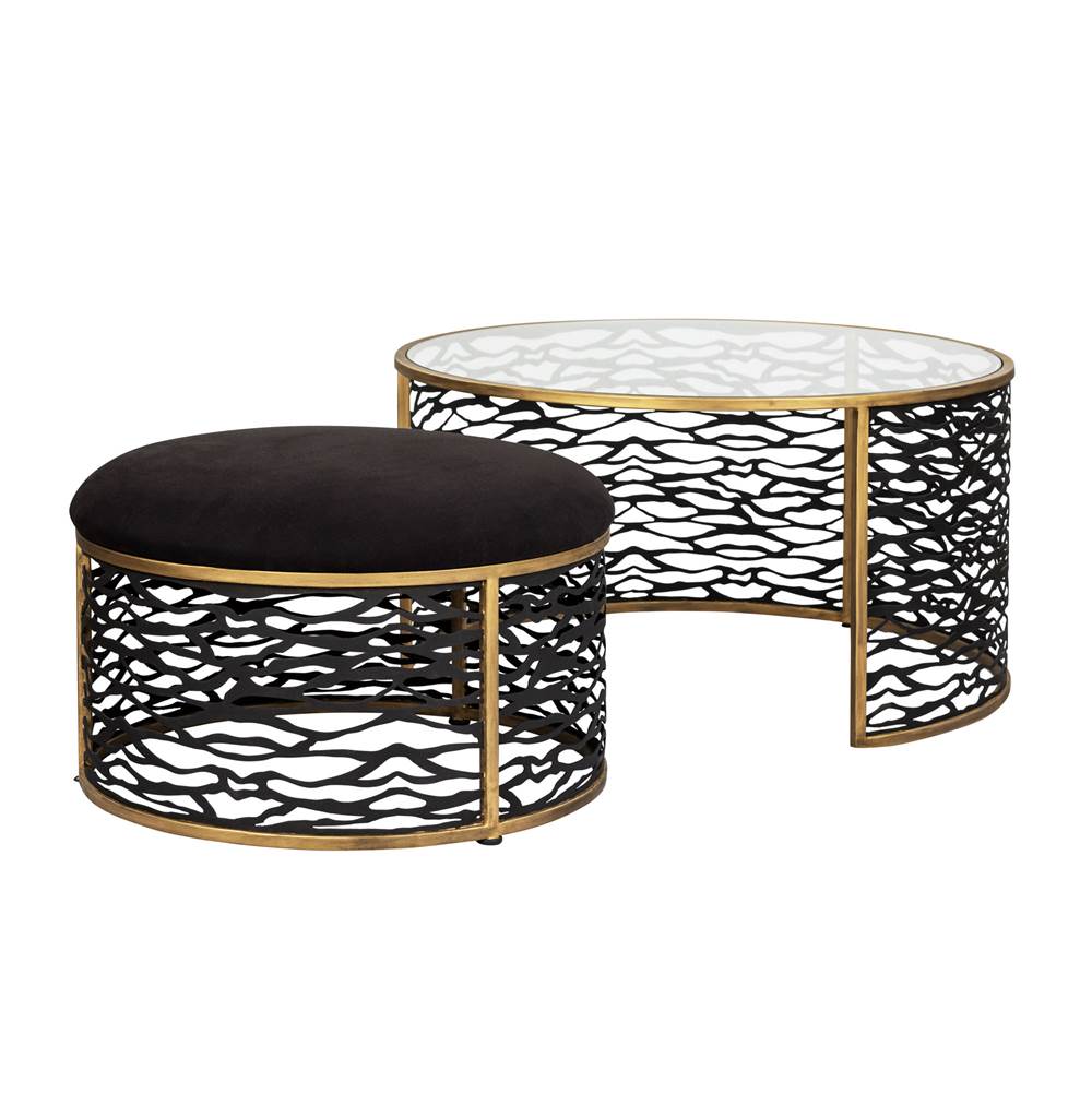 Varaluz 348TC32NHGCB Havana Gold,Carbon Kato Nesting Coffee Table And Ottoman - Havana Gold/carbon Image 1