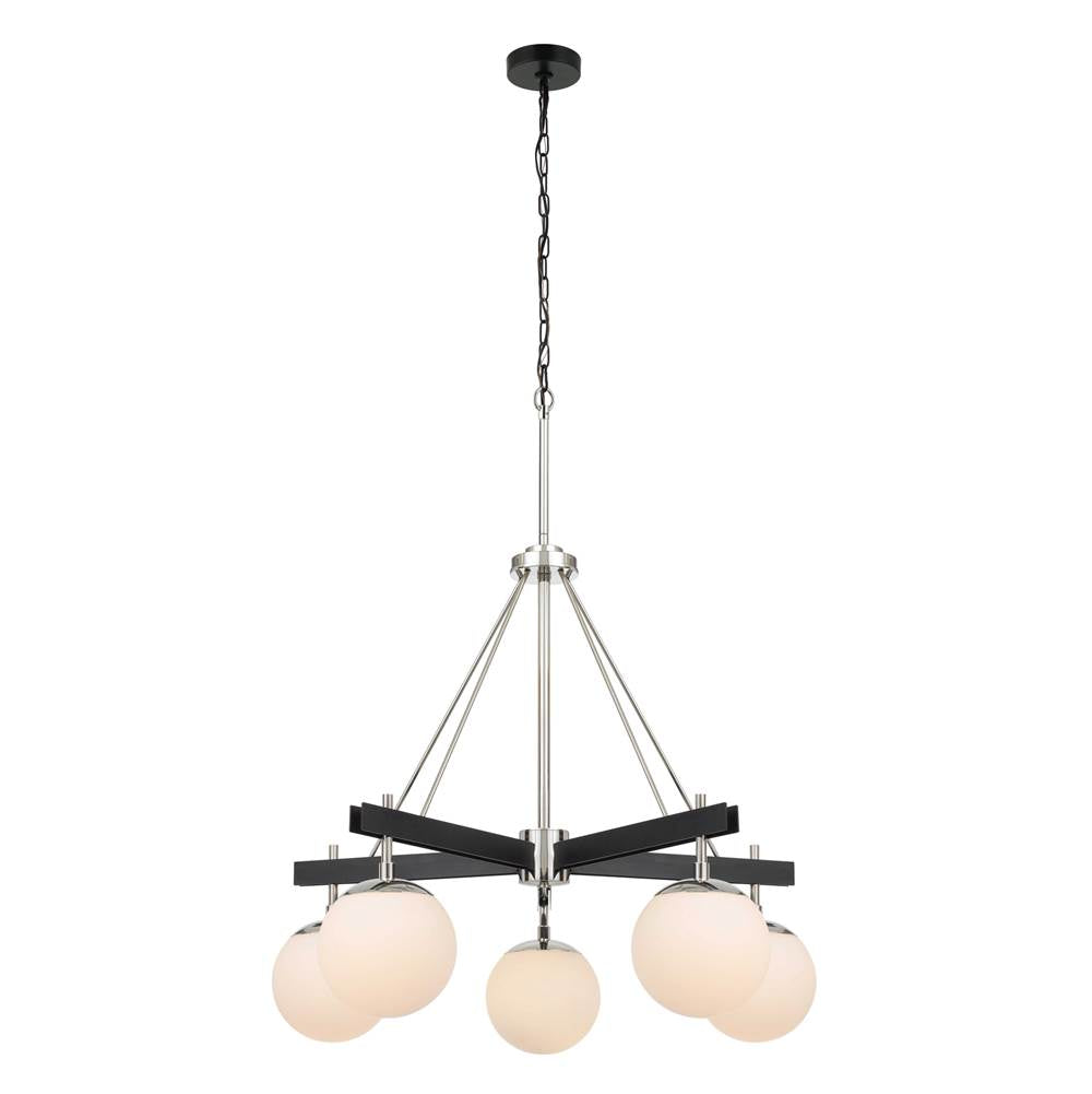 Varaluz 352C05BLPN Black, Polished Nickel Allie 5-lt Chandelier - Black/polished Nickel Image 4