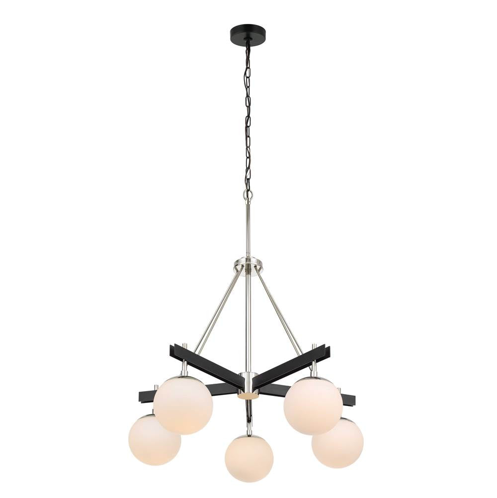 Varaluz 352C05BLPN Black, Polished Nickel Allie 5-lt Chandelier - Black/polished Nickel Image 3