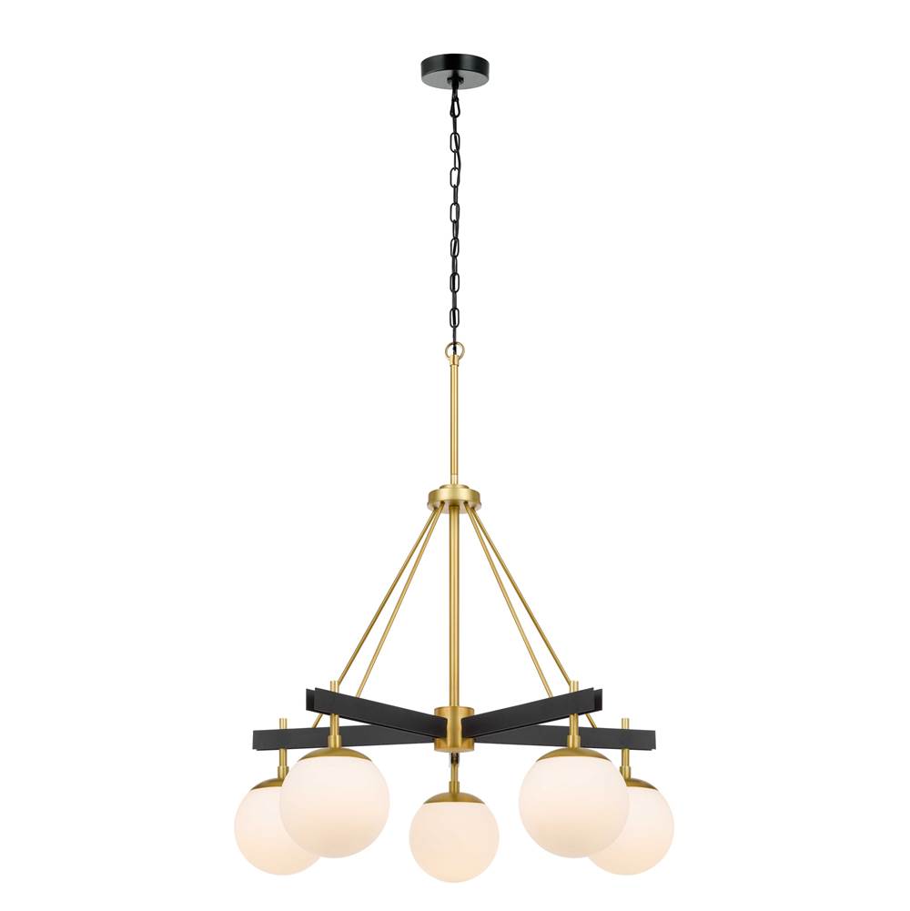Varaluz 352C05BLSB Black, Satin Brass Allie 5-lt Chandelier - Black/satin Brass Image 4