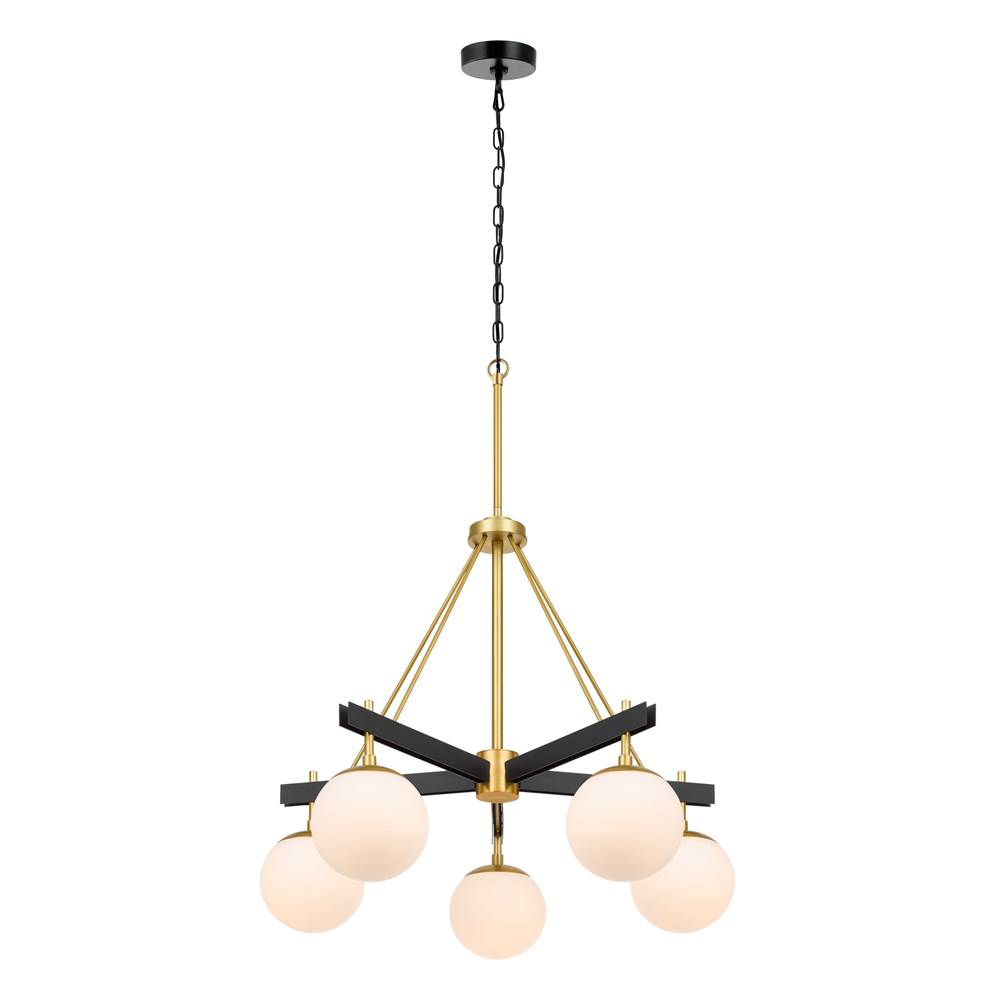 Varaluz 352C05BLSB Black, Satin Brass Allie 5-lt Chandelier - Black/satin Brass Image 3
