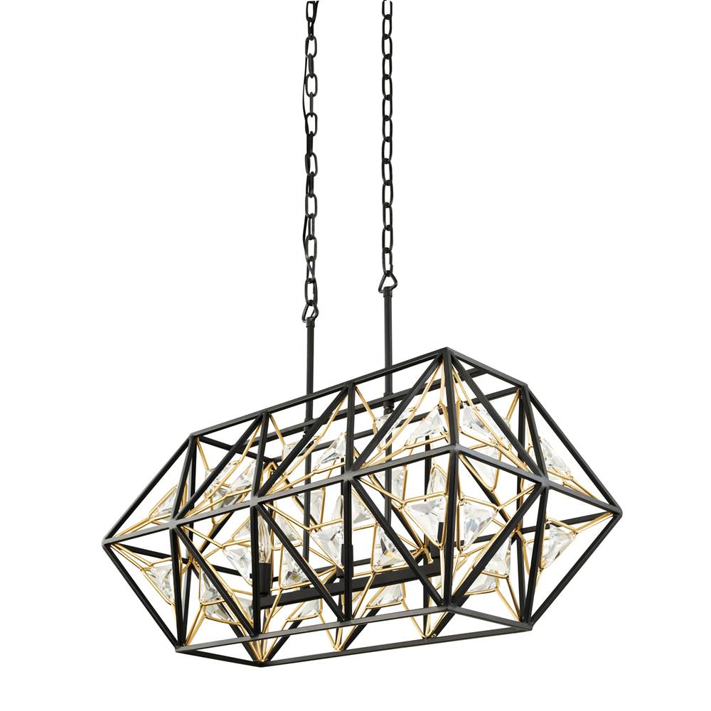 Varaluz Marcia 3-lt Linear Pendant - Matte Black/french Gold