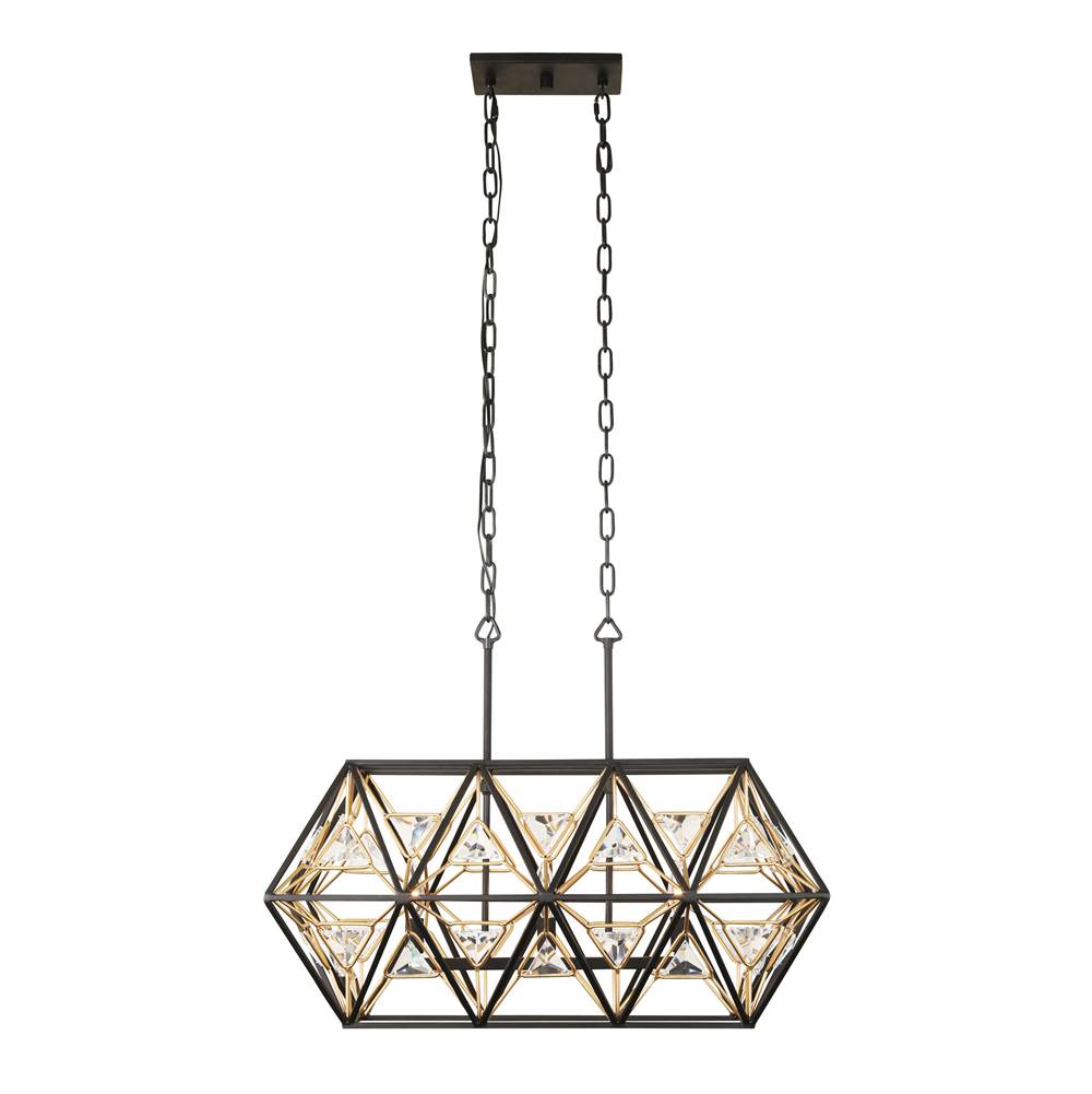 Varaluz 353N03MBFG Matte Black, French Gold Marcia 3-lt Linear Pendant - Matte Black/french Gold Image 5