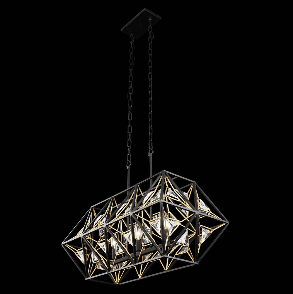 Varaluz 353N03MBFG Matte Black, French Gold Marcia 3-lt Linear Pendant - Matte Black/french Gold Image 4