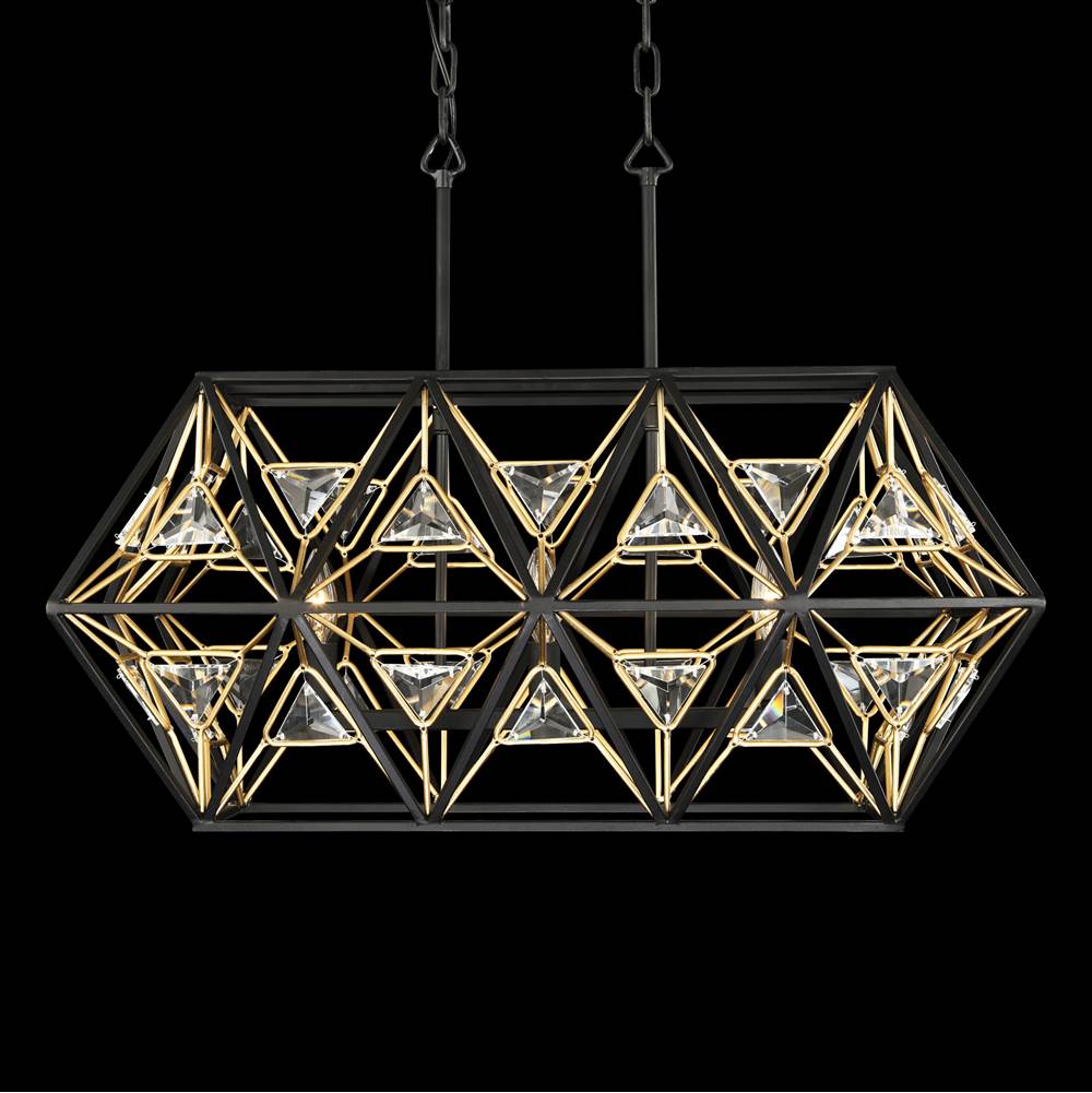 Varaluz 353N03MBFG Matte Black, French Gold Marcia 3-lt Linear Pendant - Matte Black/french Gold Image 3
