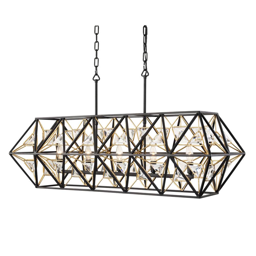 Varaluz 353N05MBFG Matte Black, French Gold Marcia 5-lt Linear Pendant - Matte Black/french Gold Image 7