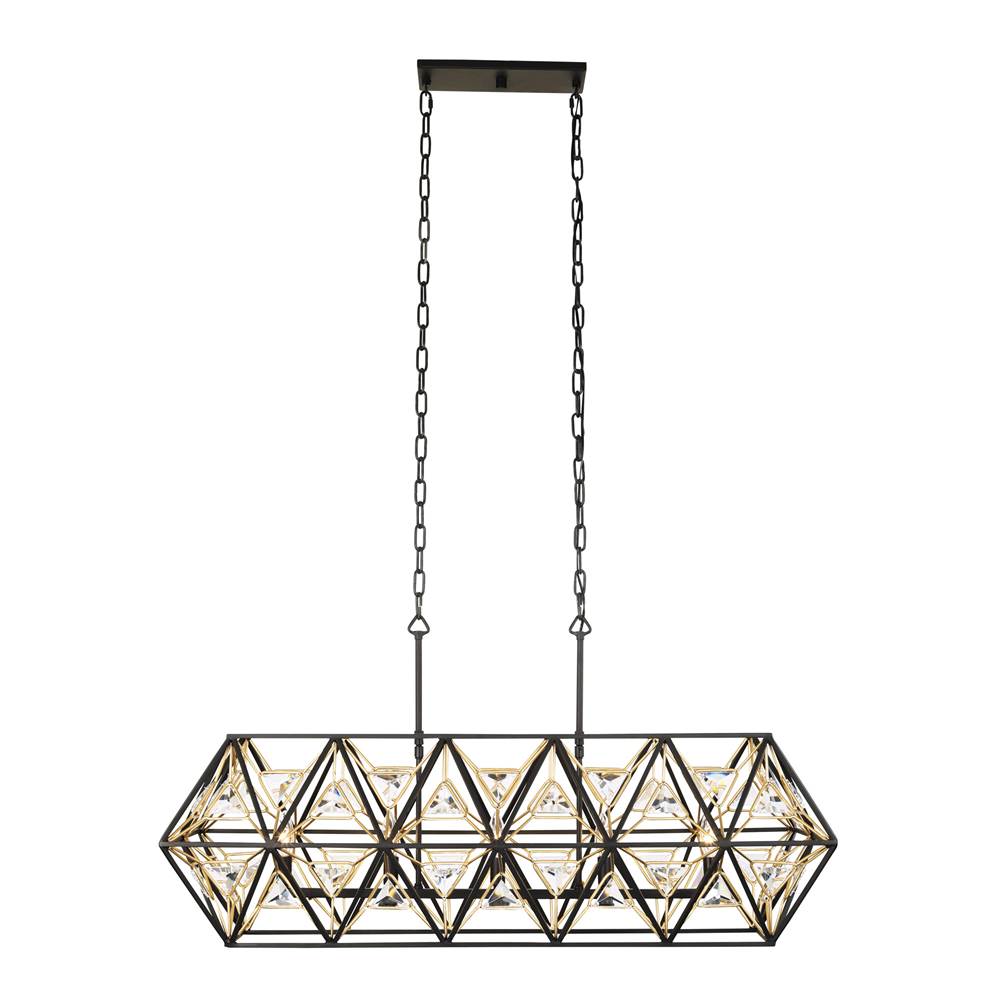Varaluz 353N05MBFG Matte Black, French Gold Marcia 5-lt Linear Pendant - Matte Black/french Gold Image 6