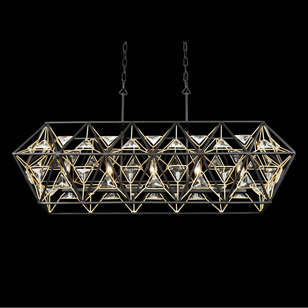 Varaluz 353N05MBFG Matte Black, French Gold Marcia 5-lt Linear Pendant - Matte Black/french Gold Image 4