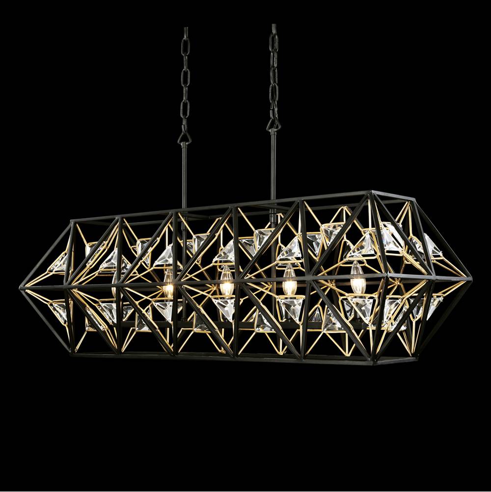 Varaluz 353N05MBFG Matte Black, French Gold Marcia 5-lt Linear Pendant - Matte Black/french Gold Image 2