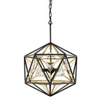 Varaluz 353P03MBFG Matte Black, French Gold Marcia 3-lt Orb Pendant - Matte Black/french Gold Image 1