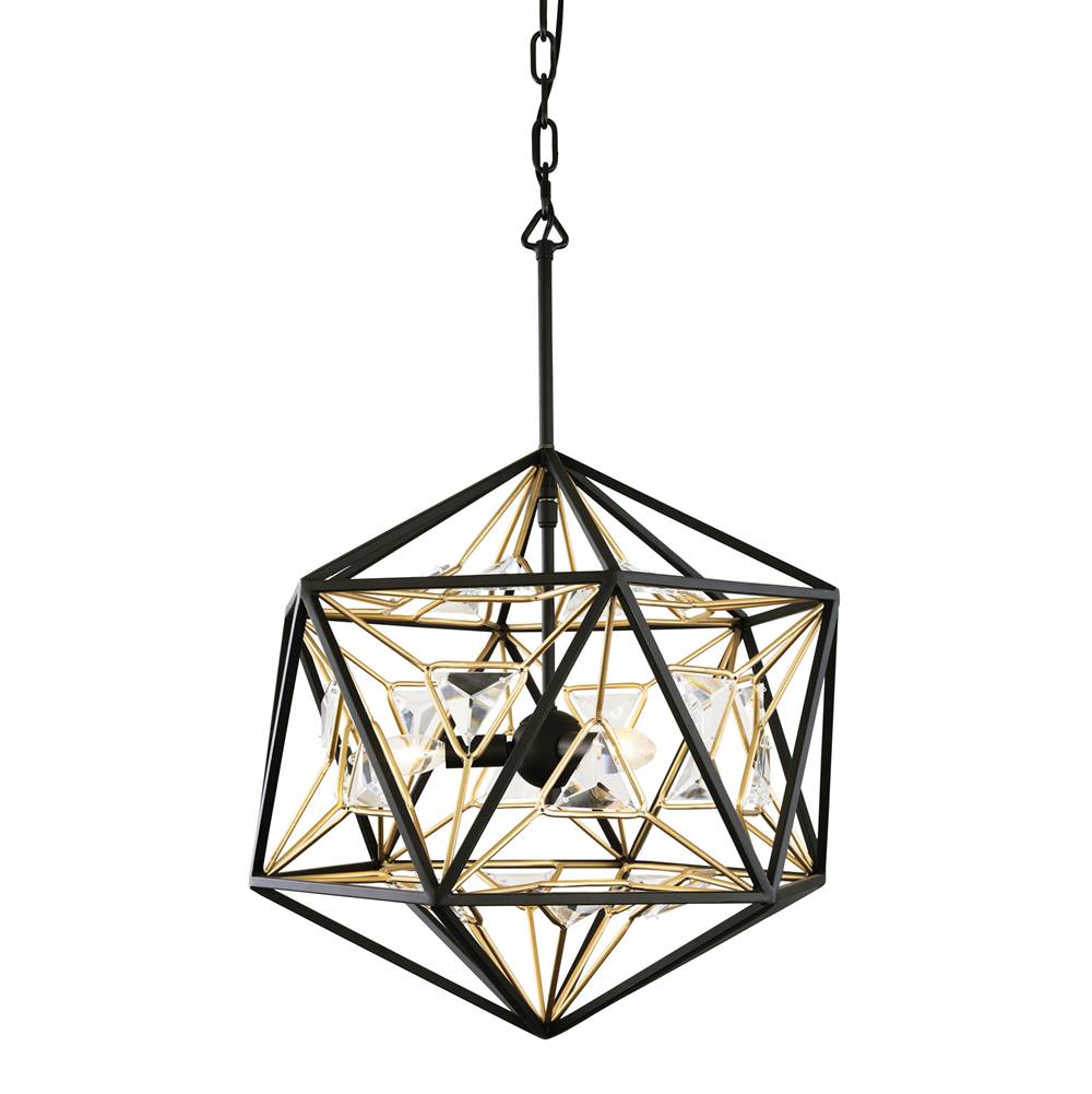 Varaluz 353P03MBFG Matte Black, French Gold Marcia 3-lt Orb Pendant - Matte Black/french Gold Image 7