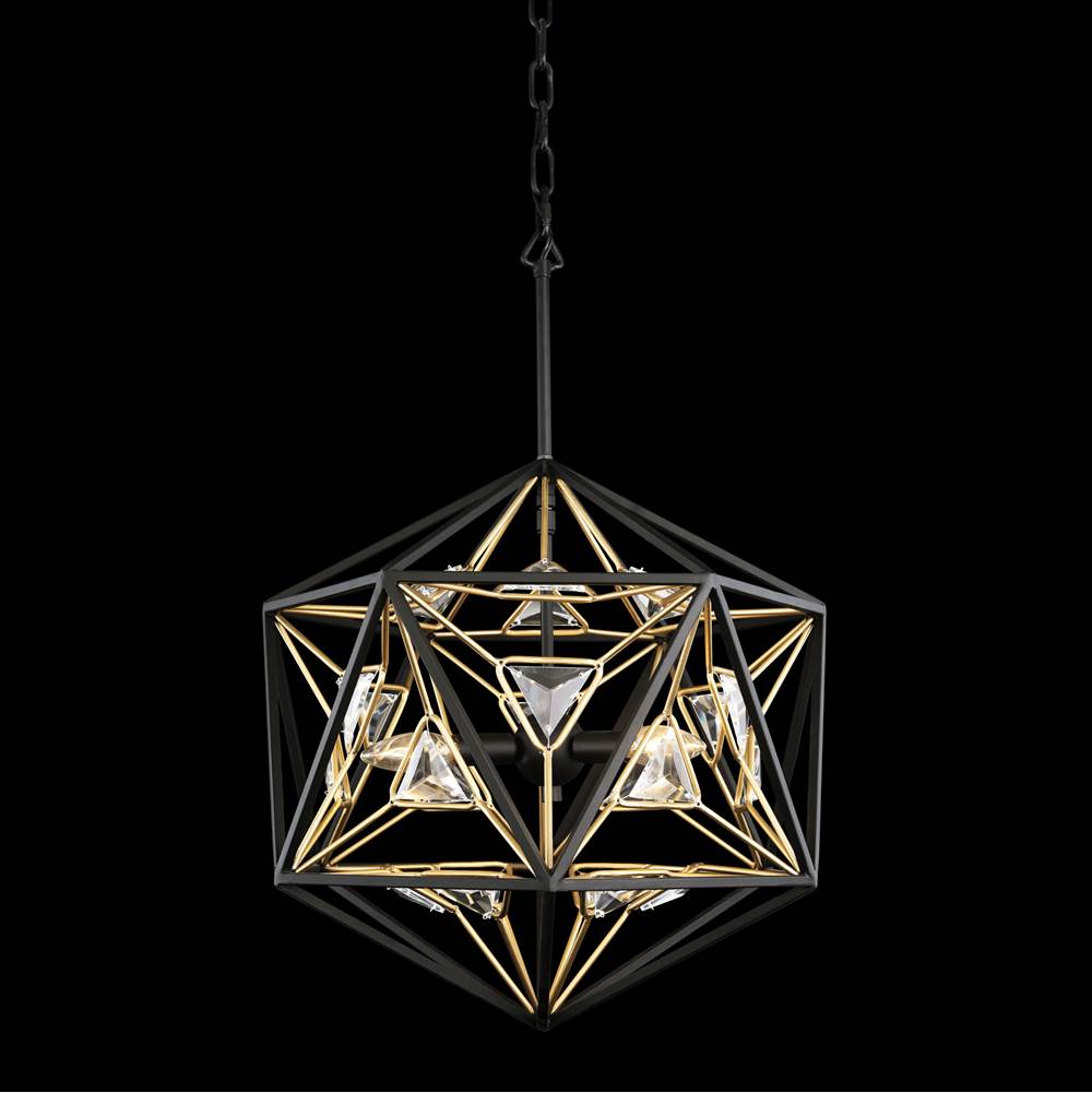 Varaluz 353P03MBFG Matte Black, French Gold Marcia 3-lt Orb Pendant - Matte Black/french Gold Image 6