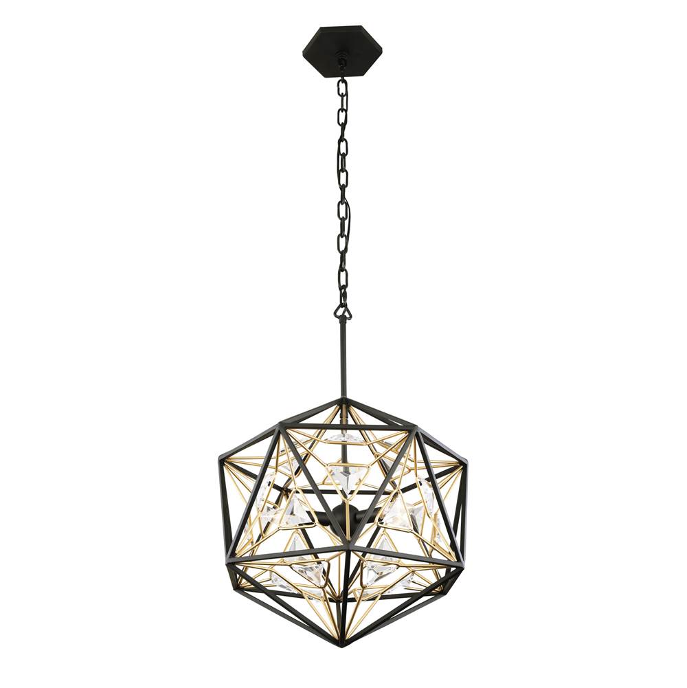 Varaluz 353P03MBFG Matte Black, French Gold Marcia 3-lt Orb Pendant - Matte Black/french Gold Image 3