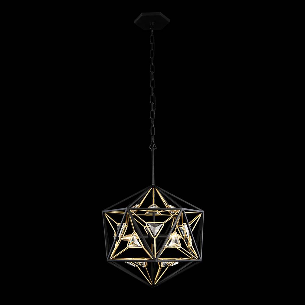 Varaluz 353P03MBFG Matte Black, French Gold Marcia 3-lt Orb Pendant - Matte Black/french Gold Image 2