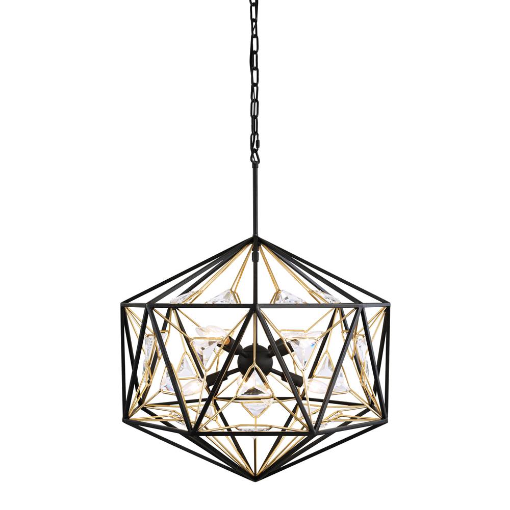 Varaluz 353P08MBFG Matte Black, French Gold Marcia 8-lt Orb Pendant - Matte Black/french Gold Image 1
