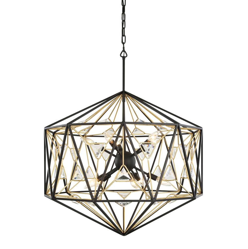 Varaluz 353P10MBFG Matte Black, French Gold Marcia 10-lt Pendnat - Matte Black/french Gold Image 1
