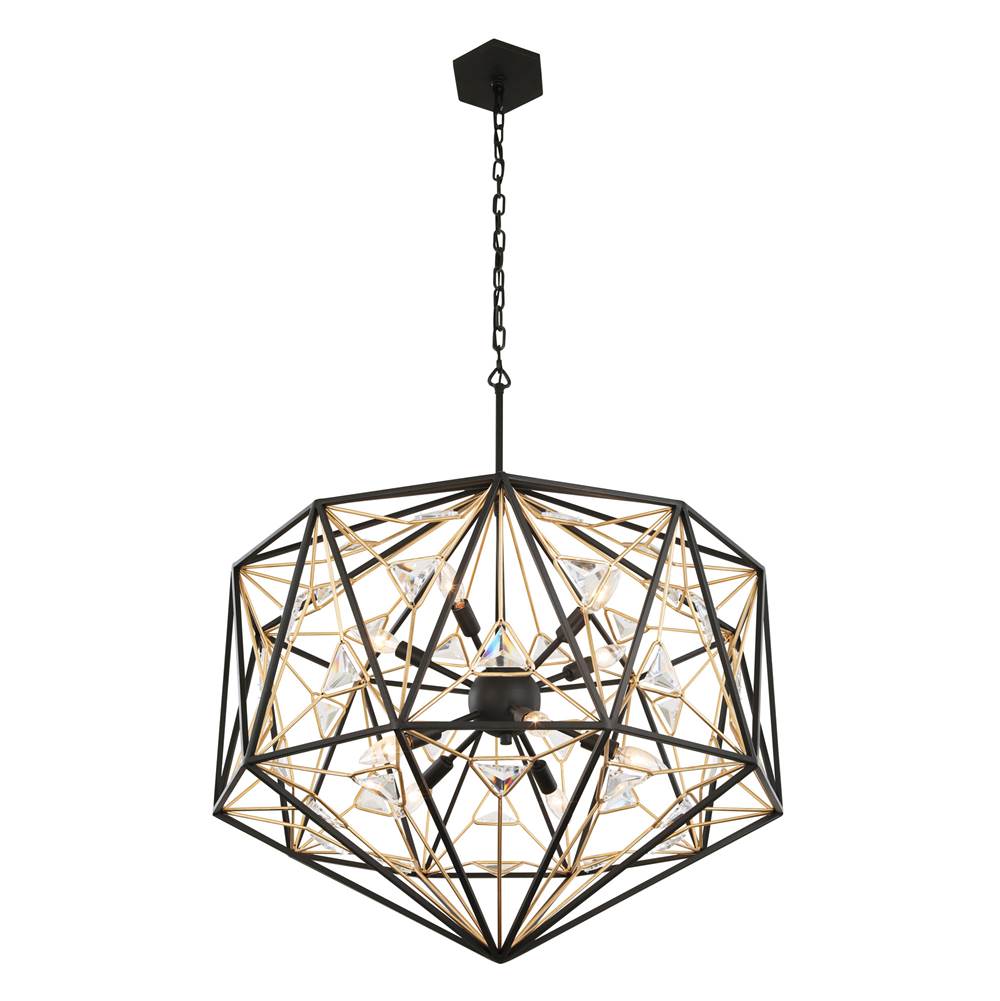 Varaluz 353P10MBFG Matte Black, French Gold Marcia 10-lt Pendnat - Matte Black/french Gold Image 5