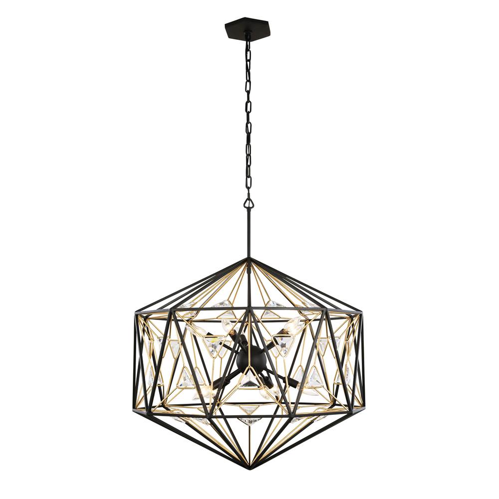 Varaluz 353P10MBFG Matte Black, French Gold Marcia 10-lt Pendnat - Matte Black/french Gold Image 2
