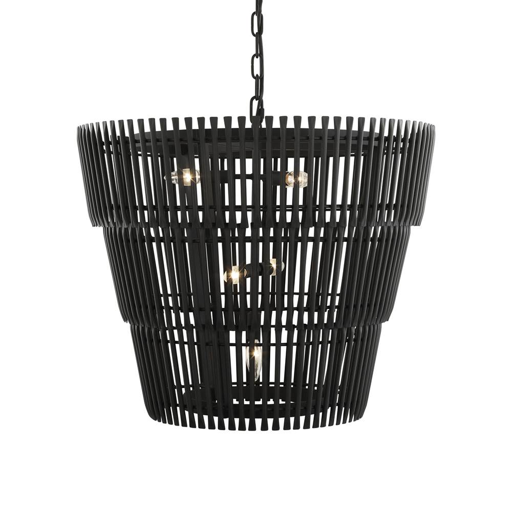 Varaluz 355P06CB Carbon Black Apollo 6-lt 3-tier Pendant - Carbon Black Image 1