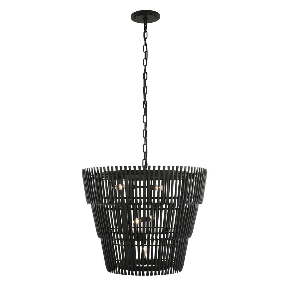 Varaluz 355P06CB Carbon Black Apollo 6-lt 3-tier Pendant - Carbon Black Image 4