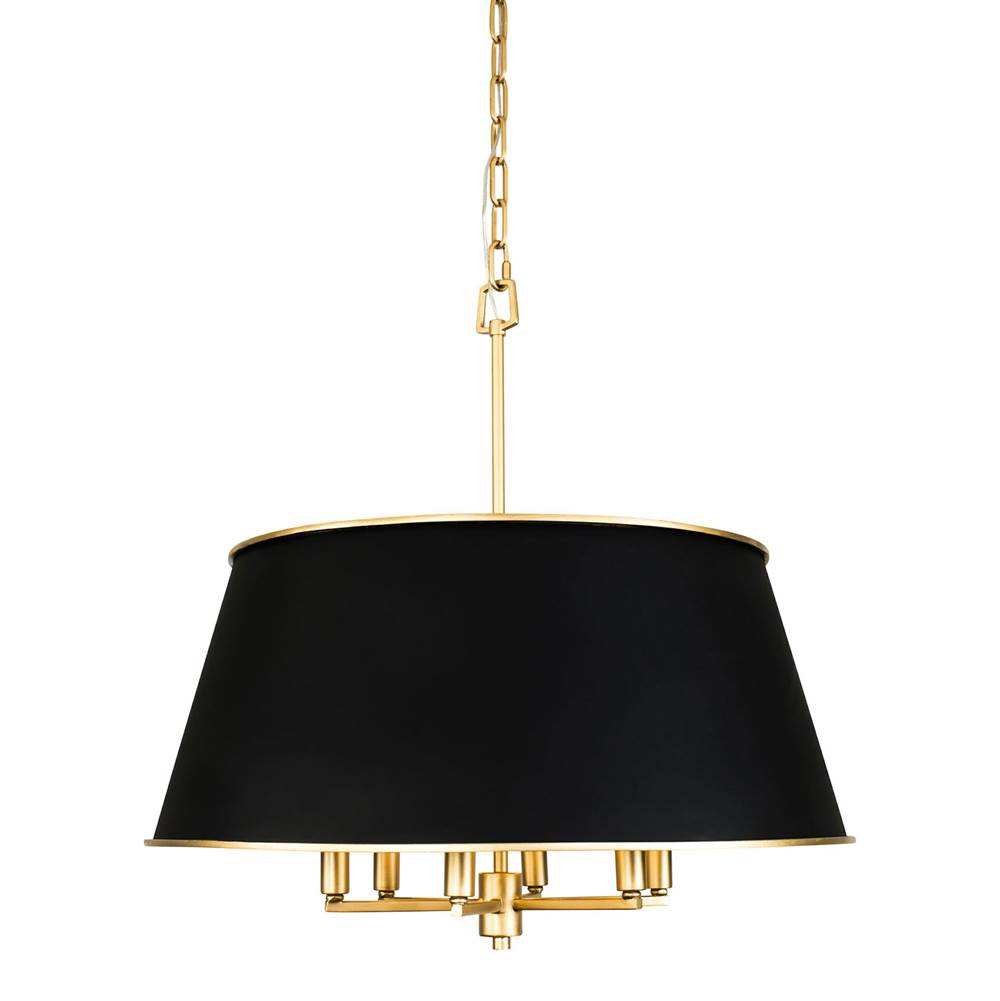 Varaluz 364P06MBFG Matte Black,French Gold Coco 6-lt Pendant - Matte Black/french Gold Image 1