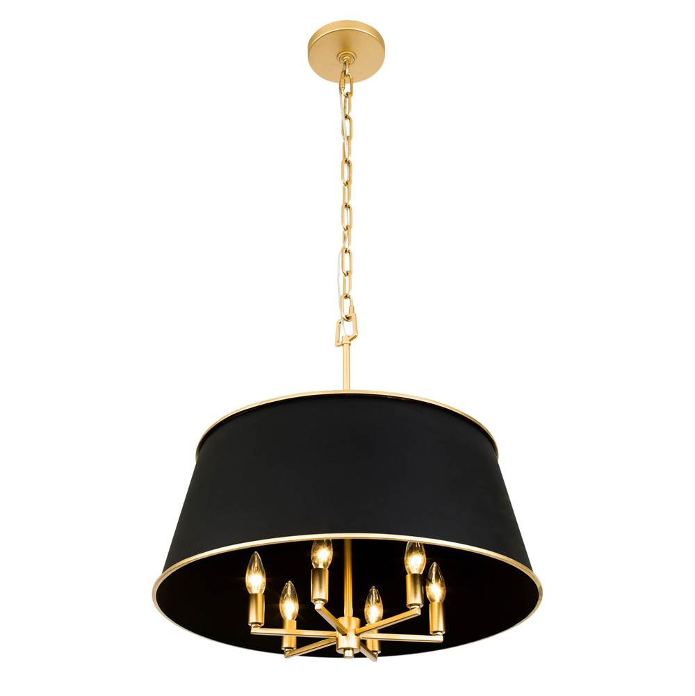 Varaluz Coco 6-lt Pendant - Matte Black/french Gold