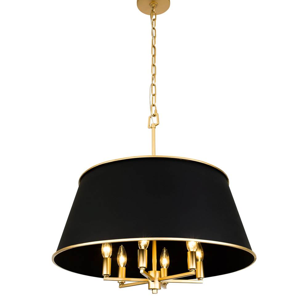Varaluz 364P06MBFG Matte Black,French Gold Coco 6-lt Pendant - Matte Black/french Gold Image 4