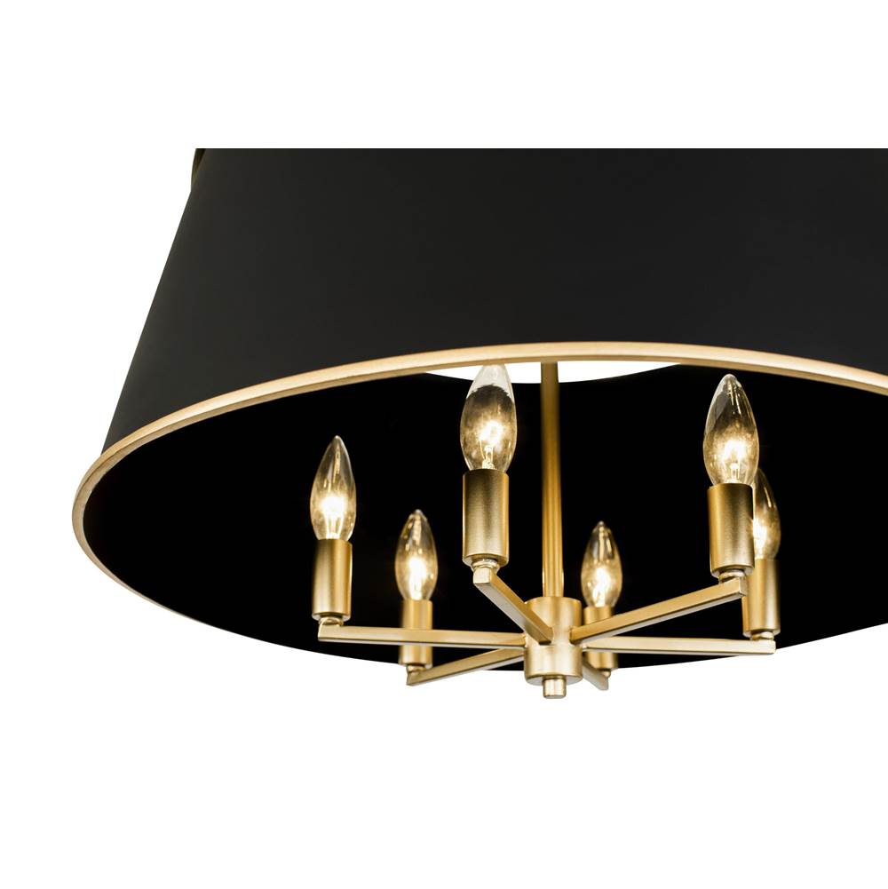 Varaluz 364P06MBFG Matte Black,French Gold Coco 6-lt Pendant - Matte Black/french Gold Image 2