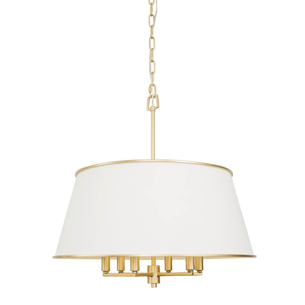 Varaluz 364P06MWFG Matte White,French Gold Coco 6-lt Pendant - Matte White/french Gold Image 1